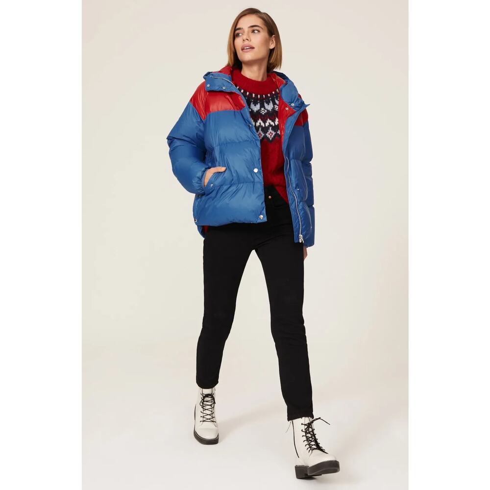 rag & bone Joelle Puffer‎ Jacket Red Blue Size Large - Picture 3 of 11